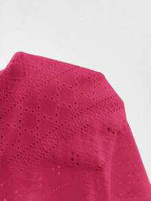 SHEIN Clasi Giacca corta elegante da donna in pizzo bianco con maniche corte e apertura frontale, adatta per l'autunno/inverno - Fucsia - Visualizzare 7