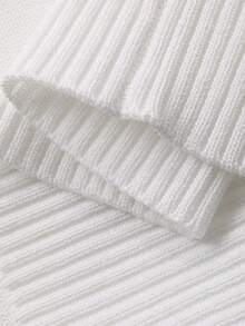 Livesso 女士纯色极简镂空泡泡袖针织上衣 夏季 - 白色 - 查看 7