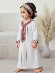 SHEIN Elegant & Lovely Babygirl Floral Print Long Sleeve Dress - Multicolor - View 7