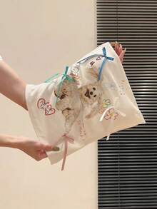 Resyla 女士无肩带背心 / 可爱小狗印花 / 涂鸦字母印花 / 性感前卫风格 / Y2K / 休闲百搭女士无肩带背心 / 春夏女士无肩带上衣 - 彩色 - 查看 3