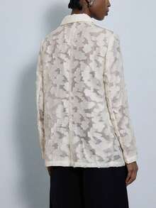 Aveloria Modichic Jacquard Fabric, Urban Commuting Style, Straight-Fit Design On The Front, Women's Sheer Coat With Pearl Buttons, Women's Coat - White - View 5