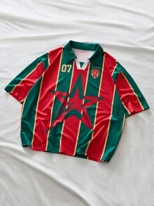 AXEPEAK 男士休闲运动时尚街头星条印花短袖Polo衫，夏季 - 彩色 - 查看 5