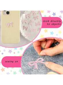 20 Cute Pink Bow Embroidery StickersButterfly Knot Embroidery Cloth Sticker - Pink - View 5