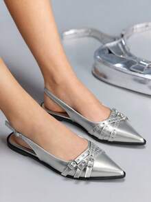 CUCCOO GRLICON Bailarinas de punta femeninas versátiles - Plateado - Ver 2