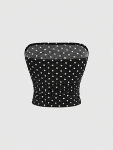 ROMWE Grunge Punk Bộ đồ 2 món phong cách Y2K gợi cảm với họa tiết rằn ri: áo ống ngắn và chân váy mini. - Đen và trắng - Xem 7