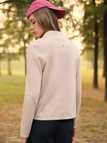 SHEIN In My Nature Women's Casual Minimalist Zip-Up Outdoor Fleece Jacket, Autumn