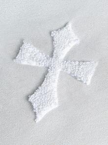 Manfinity EMRG Men's Street-Style Popular INS Matching Cross Full Embroidery Sweatshirt, Suitable For Music Festivals, Nightclubs, Bars, Boyfriend/Husband Gifts, Anniversary Gifts, White Crew Neck , White Sweatshirt , Cross Sweatshirt , Graphic Sweatshirt , Embroidered Sweatshirt , Cross Embroidered Sweatshirt, Fall Winter