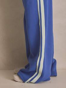 MUSERA 夏季弹力腰直筒慢跑裤，运动休闲风，适合日常穿着，街头风，街头服饰 - 藍色 - 查看 5