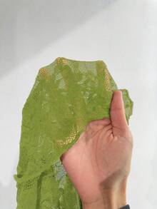 EgrlEra Women's Lace Elastic Peony Floral Sheer Sexy Blouse (Random Cut) - Lime Green - View 6