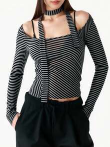 Rina Fox Top sexy mulat cu guler înalt pentru femei