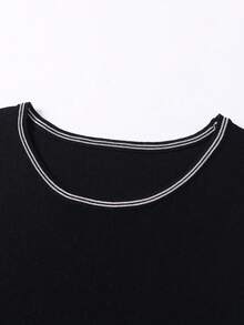 SHEIN Franclia Women's Elegant Waist Cinched Sleeveless Knit Dress, Suitable For Parties And Gatherings - Black - View 5