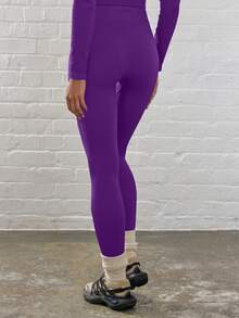 Musera Sport 罗纹高腰修身运动紧身裤，适合健身、徒步、运动、冬季穿着。 - 紫羅蘭色 - 查看 3