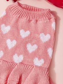 PETSIN 1pc Dog Clothes: Autumn Winter Cute Princess Dress Warm Korean-Style With Heart Print Cat Clothes For British Shorthair Blue Cat Teddy - Multicolor - View 14
