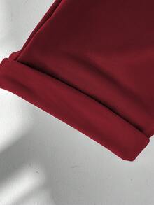 FavEase Women's Fleece Elastic Waist Solid Color Pleated Casual Sweatpants - Burgundy - View 7