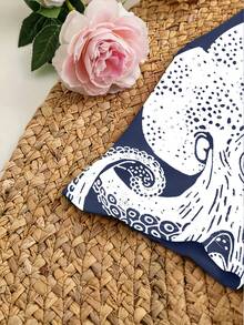 SHEIN Áo thun ngắn tay ôm dáng in kỹ thuật số họa tiết bạch tuộc cổ điển - Nhiều màu - Xem 4