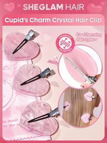 SHEGLAM HAIR Cupid's Charm Crystal Hair Clip,Pink Hair Clip,Side Bangs Hair Clips For Women,Chic Vibes,Firm Grip Without Snags,Dents,Or Creases For Charming Hairstyles Bangs,Braids,Curls