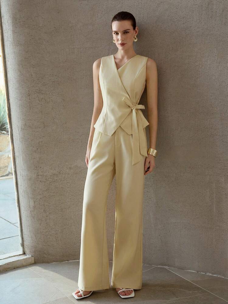 WOMEN'S CASUAL EVERYDAY OFFICE COMMUTE FOLD PLEATED LOOSE STRAIGHT LEG PANTS