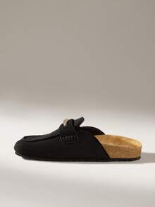 Solecia 女士金属装饰休闲平底一脚蹬鞋，适合日常穿着 - 黑色 - 查看 3