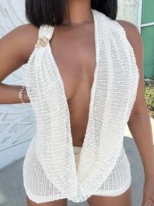 Alexandranx Ladies Sexy V-Neck Backless Mini Slip Dress, Summer,Party Dresses For Women,Club Outfits Women Sexy,Boho Clothes Women - Apricot - View 6