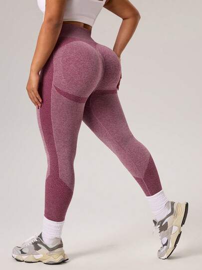 Rhythm Era 1pc Plus Size Seamless Wine Red Sports Leggings, Soft & Fitted, Suitable For Running, Fitness, Yoga, Sports, Workout Workout Leggings For Women Seamless Booty Lifting Legging Women Yoga Pants Gym Tights Gym Clothes Women Leggings