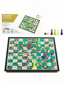 Magnetic Snakes And Ladders Board Game Set, Folding Portable Design And Light-Weight, Travel Game Set Gift ,Family Fun Toys