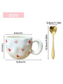 1pc Ins Style Hand-Painted Cherry & Strawberry Ceramic Cup, Asymmetrical Embossed Body, Breakfast Coffee Mug, Girly Desktop Water Cup, Party Afternoon Tea Cup, Red Tea Cup, Large Capacity Water Mug, Coffee Cup - Multicolor - View 8