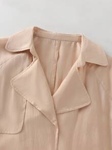 SHEIN Franclia 女士休闲轻薄天丝风衣，卡其色，中长款，春夏款 - 卡其色 - 查看 3