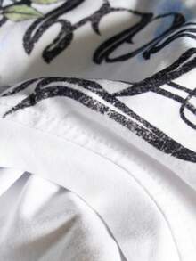 ROMWE MEN 2026春夏秋季男女通用休闲宽松无袖印花背心，街头风欧美时尚 - 白色 - 查看 3