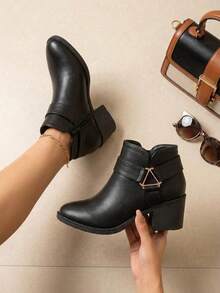 Vegan Leather Booty, Ultra Light Sole, Round Toe, Side Closure Classic Model 2705 - Black - View 4