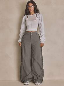 MUSERA Jersey Long Sleeve Sleeve Top Jersey Sweat Top Summer, Sporty, Casual, Day, Streetstyle, Streetwear - Light Grey - View 4