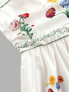 SHEIN Teen Girls Casual Everyday Floral Print Dress - Apricot - View 4