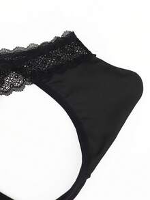 Fashionable Black Fabric U-Pouch Lace Trim Sexy Briefs For Men - Black - View 5