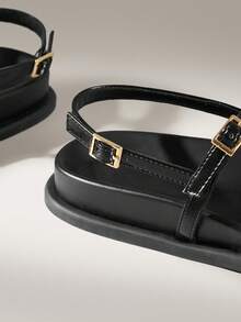 Solecia Women's Fashion Brown Comfortable Flat Beach Sandals - Black - View 5