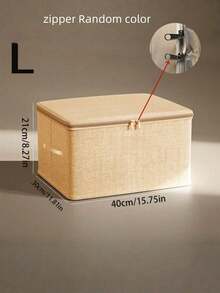 Caja de almacenamiento de tela plegable con tapa para ropa, juguetes y organización del hogar, organizador de algodón y lino para el dormitorio - Amarillo albaricoque - Ver 8
