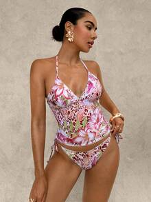 Bellisia Conjunto de bikini a cuadros de cereza dulce - Multicolor - Ver 3
