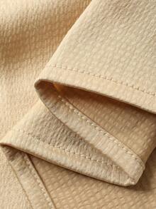 DAZY 杏色亮面休闲长袖衬衫，男士春夏款 - 杏色 - 查看 7