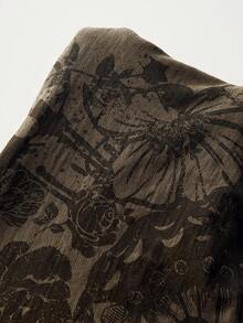 Bohemela Casual Solid Color Knit Round Neck Short Sleeve Loose Washed Women T-Shirt, Retro Graphic Tee, Carnival, Summer Tops, Spring - Army Green - View 8