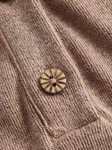 SHEIN Frenchy 大碼半排扣A字洋裝不附腰帶 - 棕色 - 查看 3