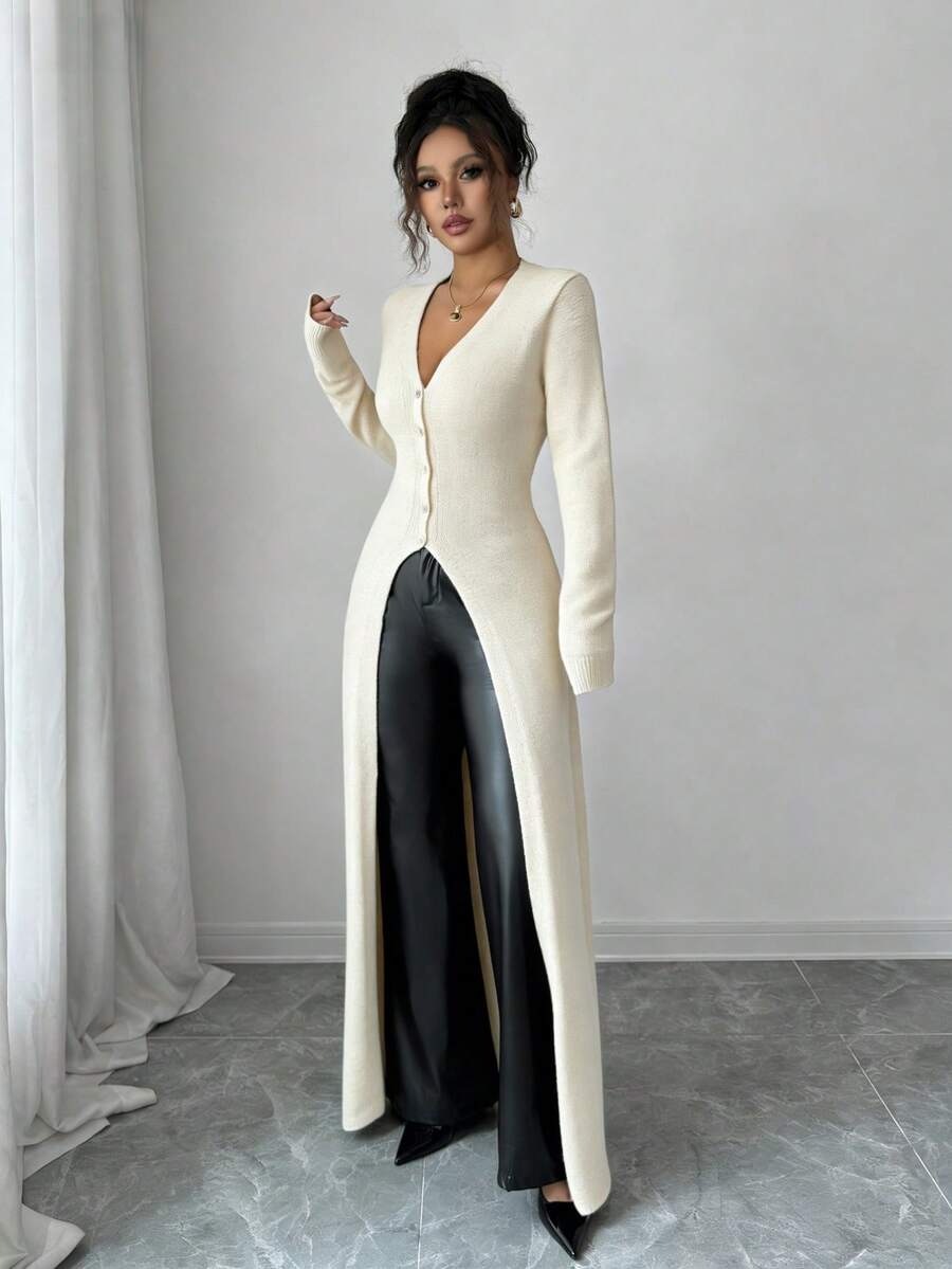 Elenzga Women's Autumn/Winter Casual Vintage Inspired Cardigan, Versatile & Elegant, Suitable For Outings, Dates, Work, School, And More - Apricot - View 1