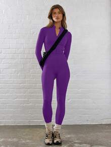 Musera Sport 罗纹高腰修身运动紧身裤，适合健身、徒步、运动、冬季穿着。 - 紫羅蘭色 - 查看 5