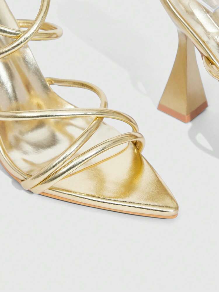 CUCCOO SZL Women's Pointed Toe Buckle Design Fashionable High Heel Sandals For Daily Wear Valentine's Day