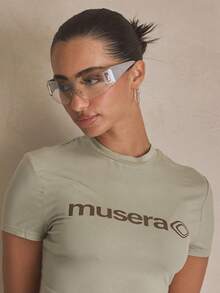 MUSERA Fitted Graphic Cropped Tshirt Top Summer, Sporty, Casual, Day, Streetstyle, Streetwear Spring - Green - View 2