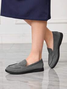 Sleekvia 女士休闲百搭平底乐福鞋 - 藍色 - 查看 5