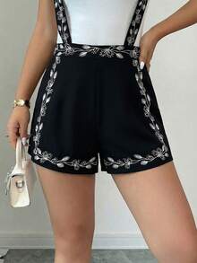 Elenzga Women's Elegant Romantic Adjustable Strap Waist Shorts - Multicolor - View 5