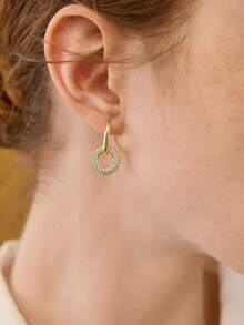 MOTF PREMIUM 18K镀金极简几何圆形耳环 - 金黃色 - 查看 5