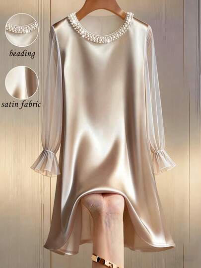 Franclia 女士优雅长袖中长连衣裙，假日