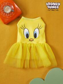LOONEY TUNES X PETSIN 1 Small Yellow Duck Printed Pet Dress, Yellow Minimalist Style, Skin Friendly, Breathable Pet Clothing - Yellow - View 8