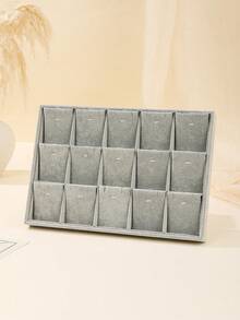 1 pieza/2 piezas Bandeja de joyería de terciopelo con 15/18 compartimentos para flores de hielo, soporte para exhibir accesorios, de vuelta a la escuela - Gris - Ver 3