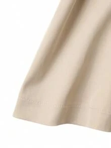 Franclia 女士休闲翻领束腰无袖短款风衣 - 杏色 - 查看 5