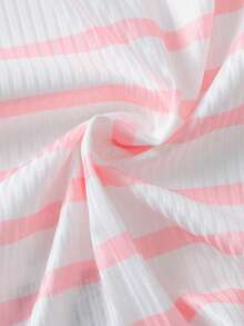 SHEIN Genkimix Kids 2pcs/Set Toddler Girls' Sleeveless Striped Heart Decor Tank Top And Wide Leg Pants, Casual And Comfortable Summer Outfit For Outdoor, Daily Wear And Playtime Pink Striped Top Kids Light Pink Pants Kids Girls Clothes Set - Pink - View 4